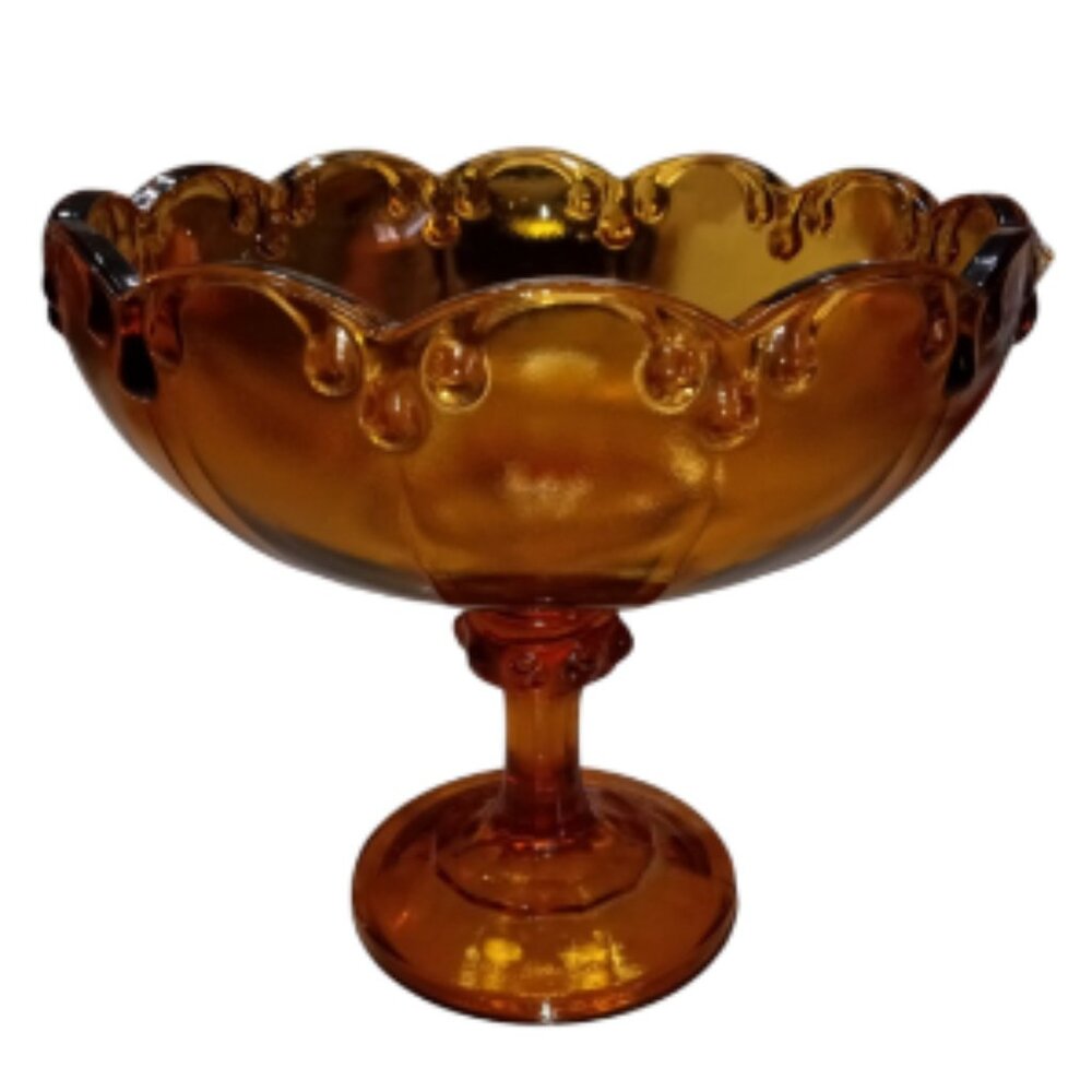 Vintage Amber Indiana Glass Tear Drop Pedestal Bowl
